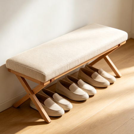 Foldable Upholstered Shoe Bench